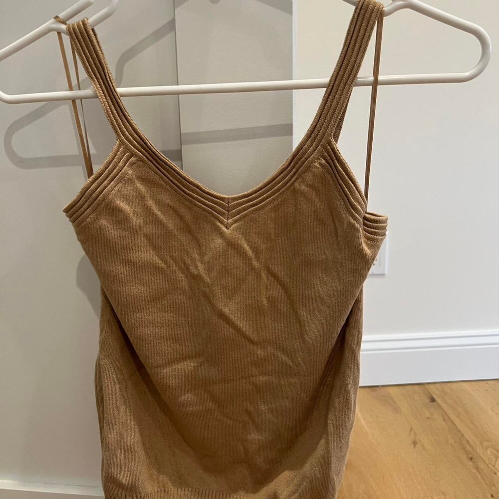 Dynamite camel ribbed lace trim cami